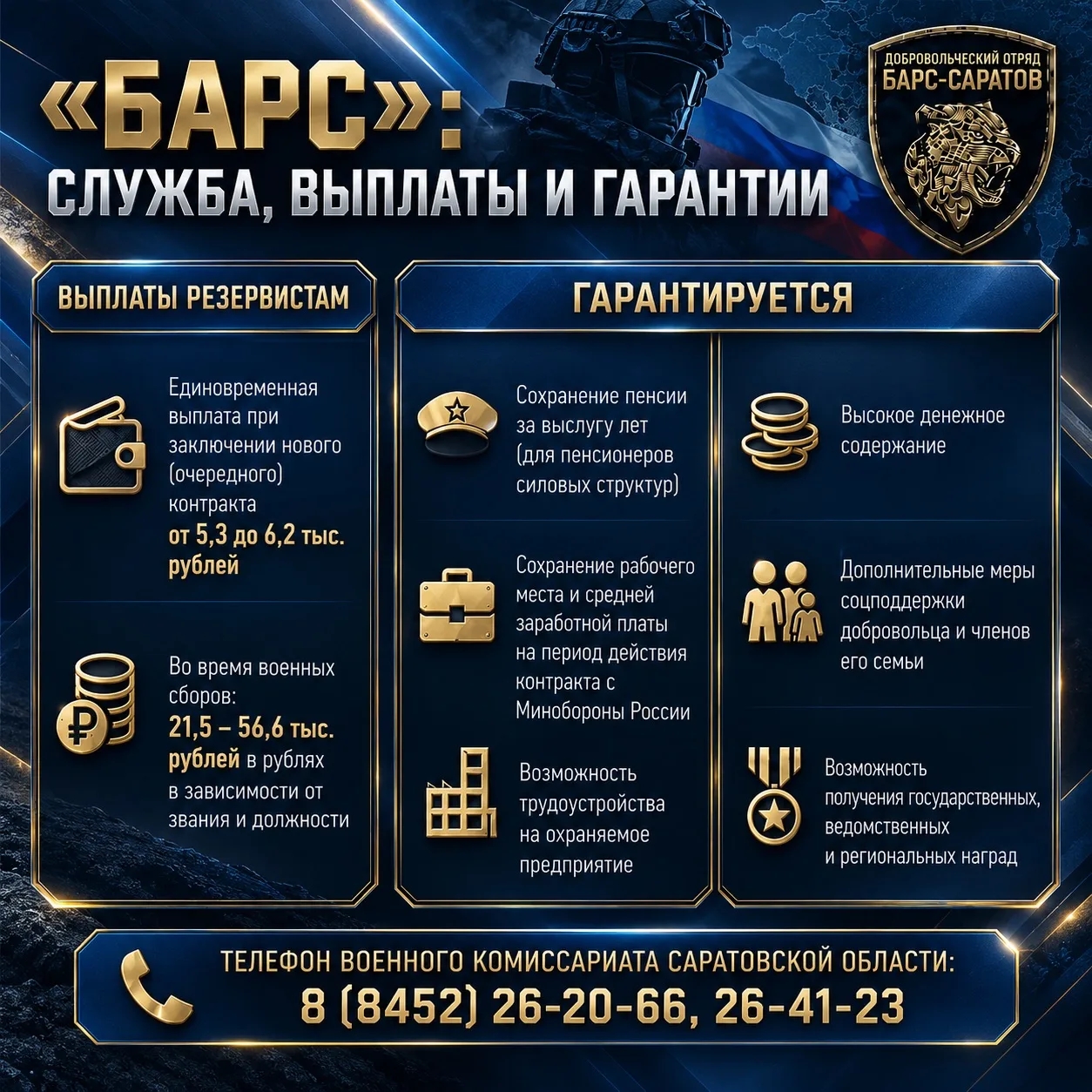 В Саратовской области продолжается набор в отряд «Барс-Саратов»